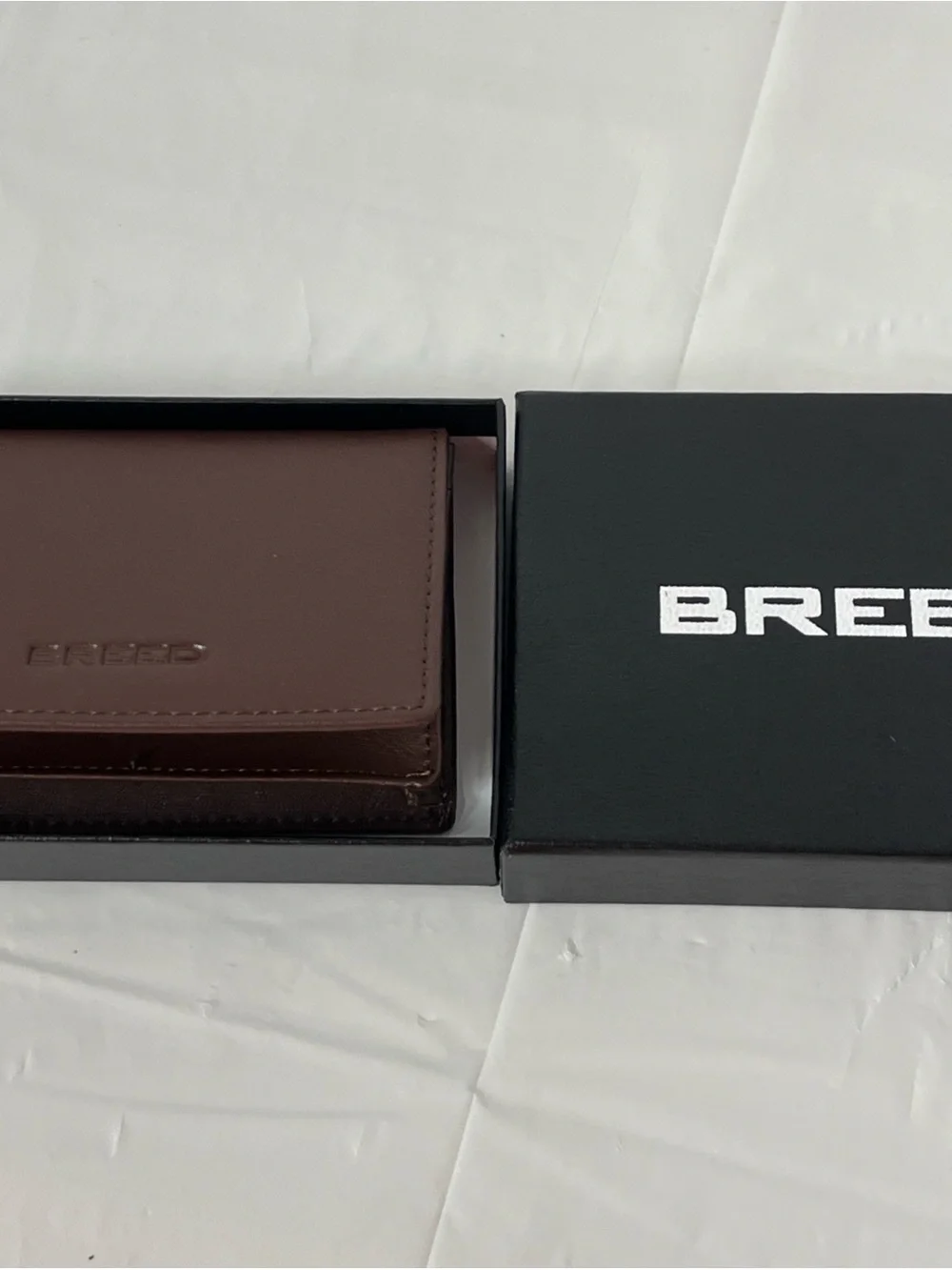 Breed Embossed Leather Wallet in Burgundy Brown